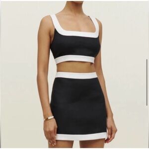 Reformation Black and White Skirt Set